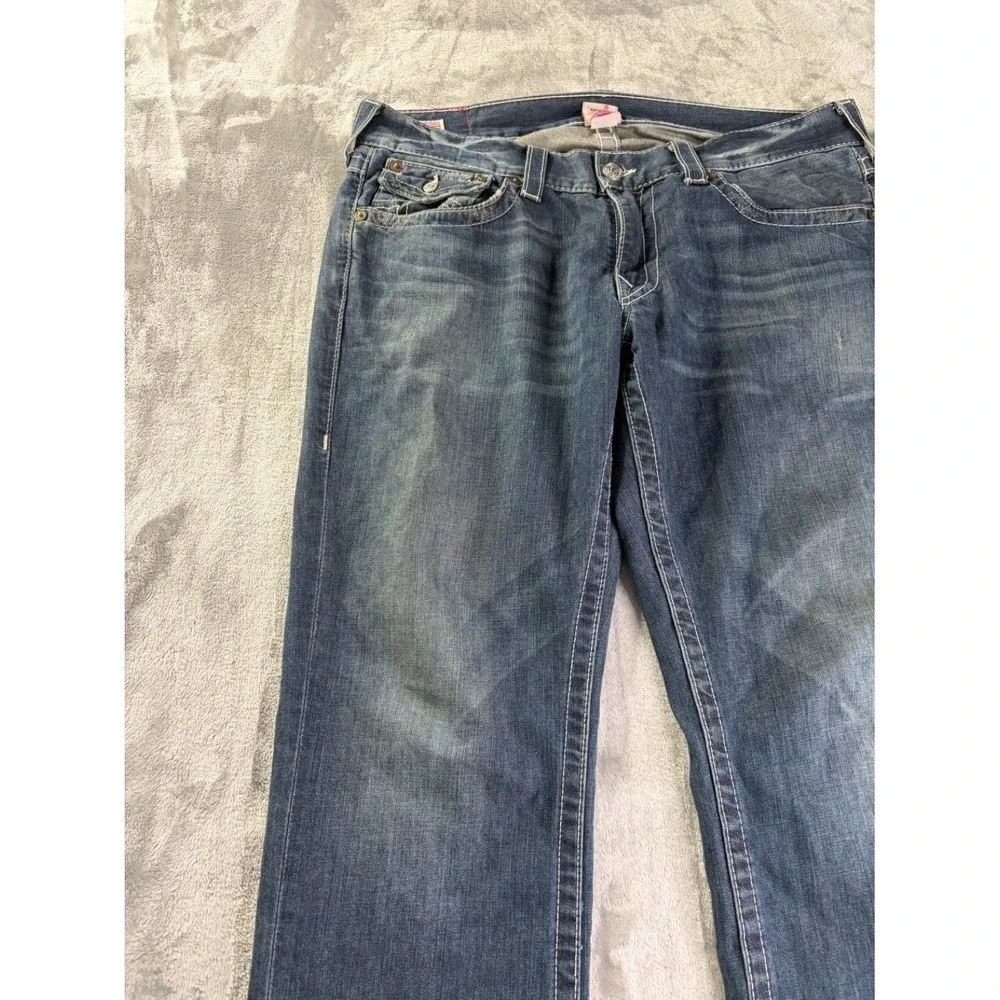 True Religion Ricky Men's Jeans Size 36 Blue Cotton Relaxed Straight USA Made
